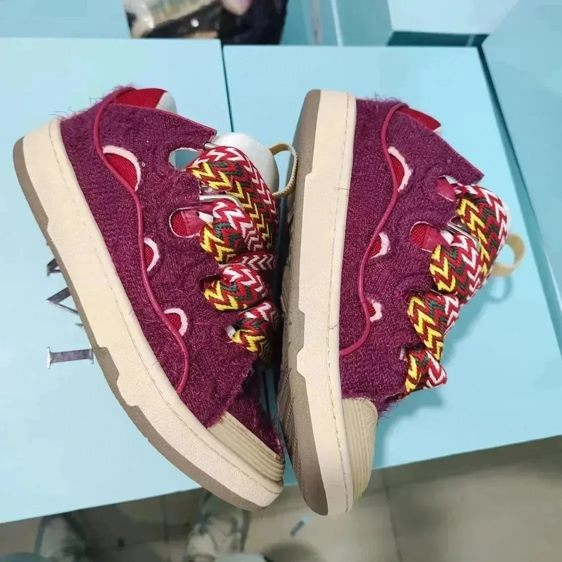 Loewe Loewe Puzzle Burgundy High-Top Sneakers Red - 1
