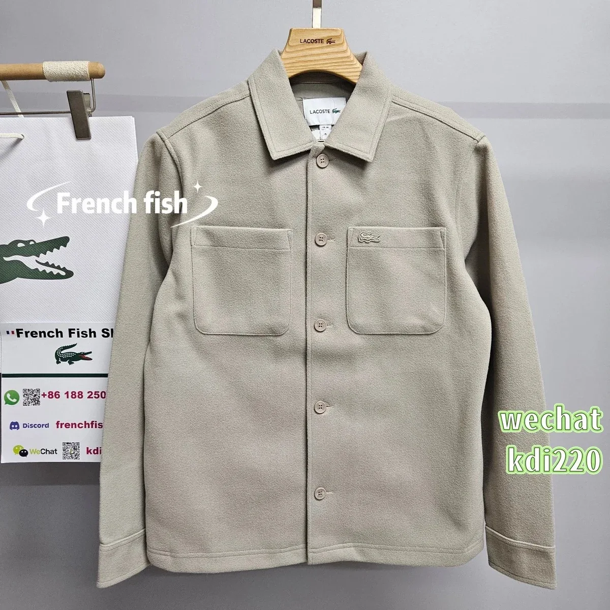 Lacoste Lacoste French Fish Jacket Beige Button-Up Top Beige - 1