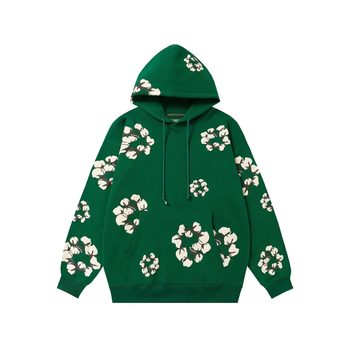 Other Green Cotton Flower Print Hoodie Green - 1