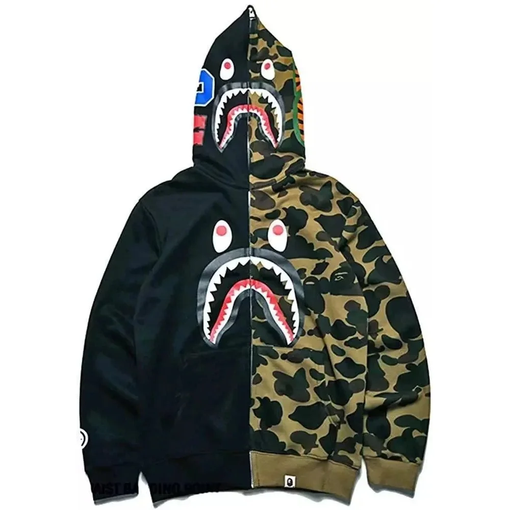 A Bathing Ape A Bathing Ape BAPE STA Shark Hoodie Black/Camo Black - 1