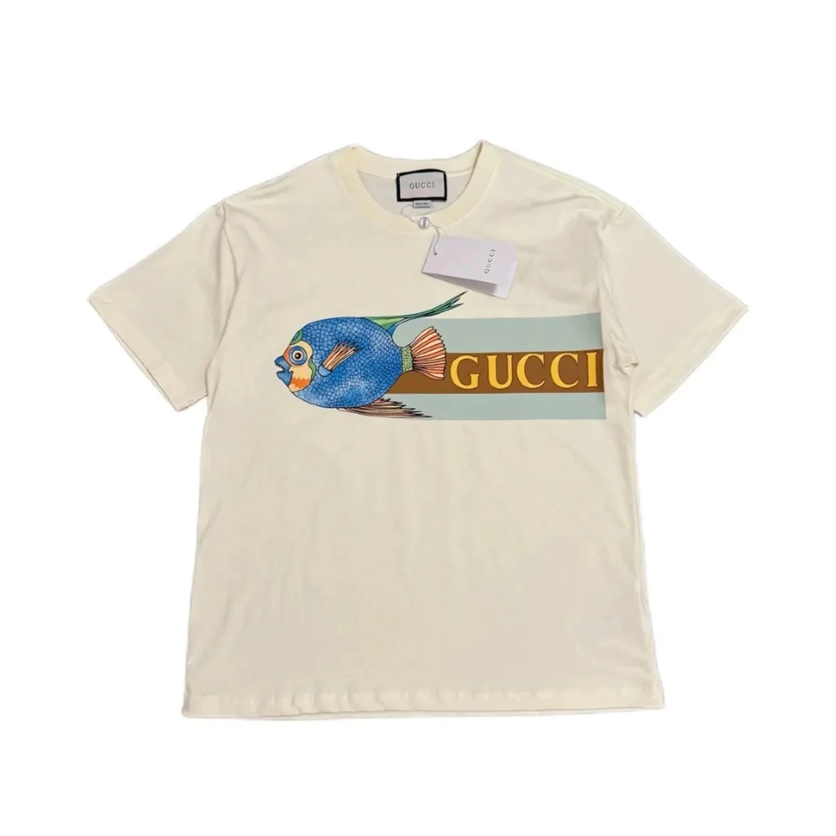 Gucci Gucci Fish Print T-Shirt Cream Cream - 1