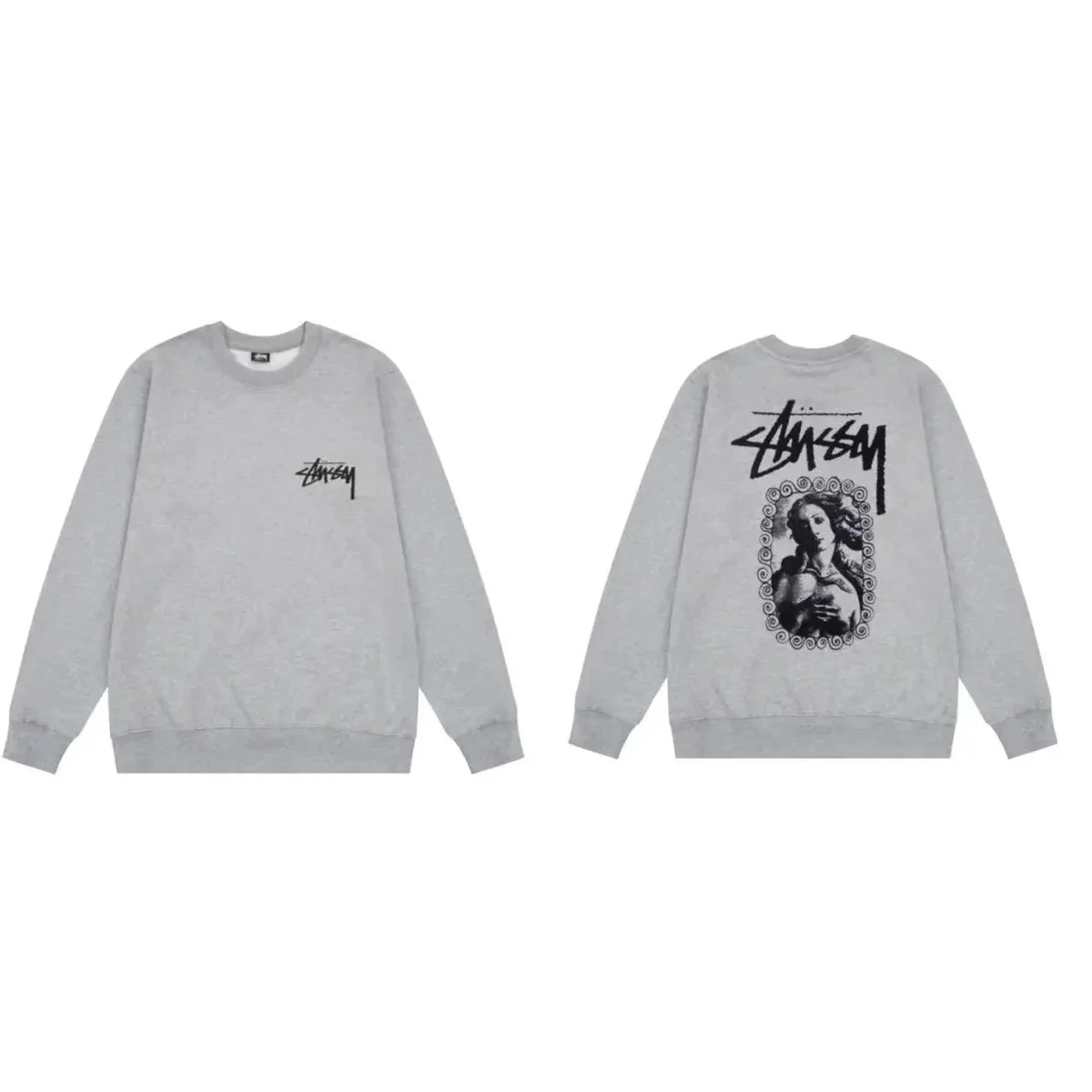 Stussy Stussy Grey Virgin Mary Crewneck Sweatshirt Grey - 1