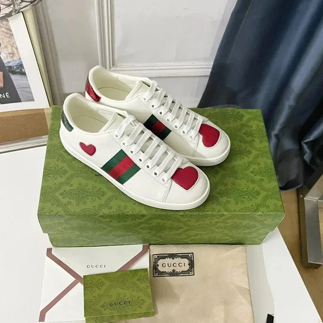 Gucci Gucci Ace Heart White Leather Sneakers White - 1