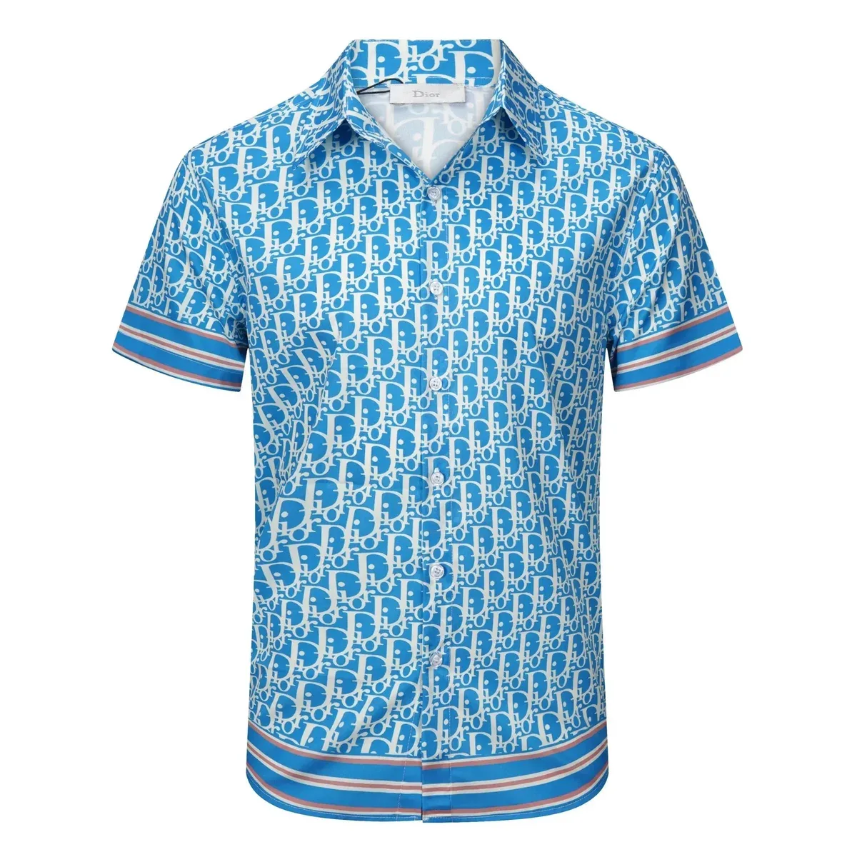 Dior Dior Blue Monogram Print Short-Sleeve Shirt Blue - 1
