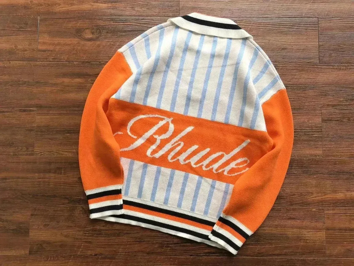 Rhude Rhude Orange & Blue Striped Knit Sweater Orange - 1