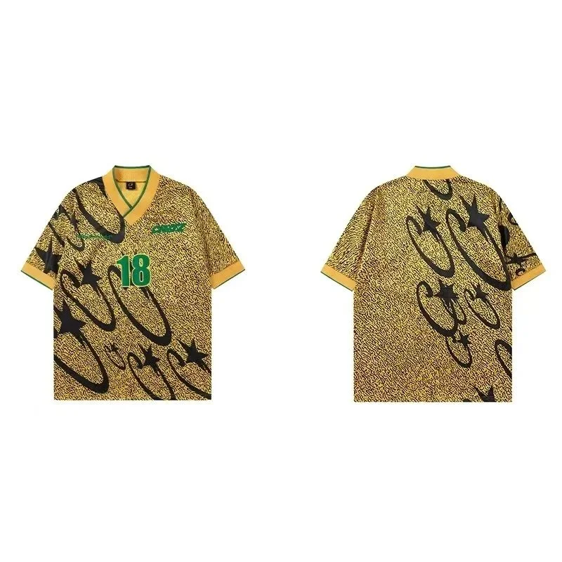 Carhartt WIP Unisex Gold & Black Patterned V-Neck T-Shirt Gold - 1
