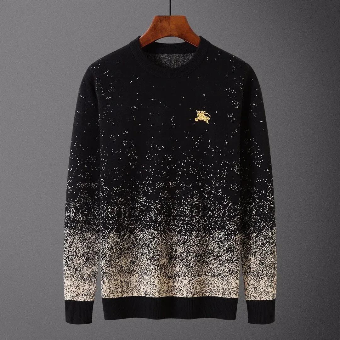 Burberry Burberry Black & White Gradient Knit Sweater with Horse Logo Black - 1
