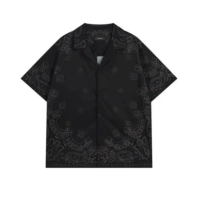 Amiri Amiri Paisley Print Short Sleeve Shirt Black Black - 1
