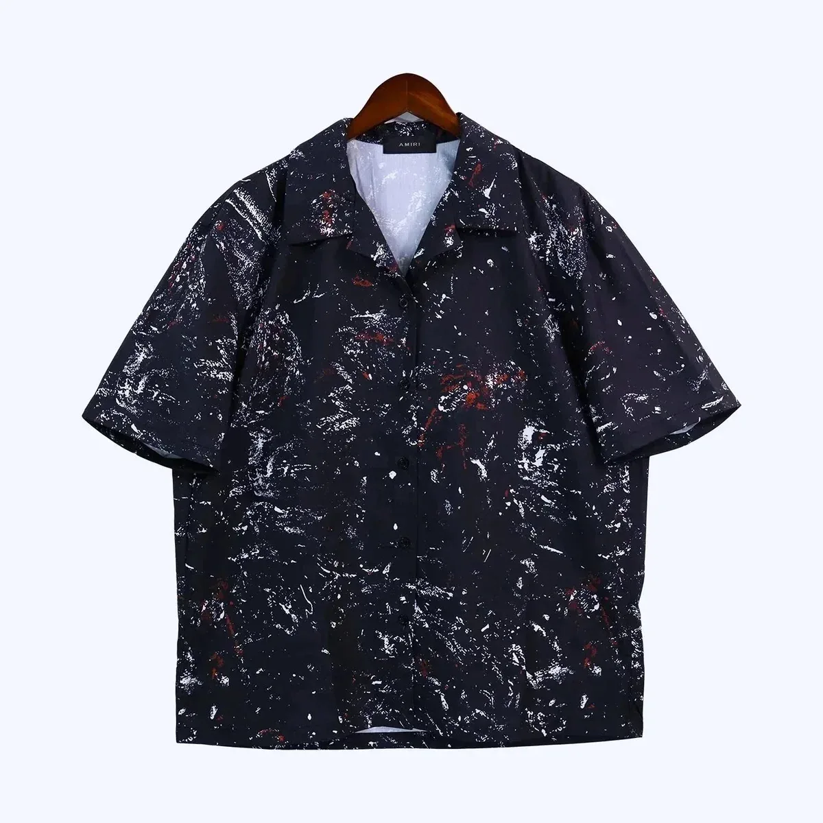 Amiri Amiri Abstract Print Short Sleeve Shirt Navy - 1