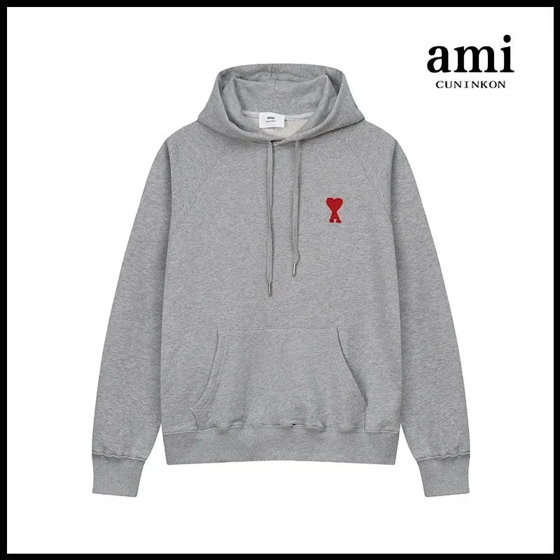Ami Paris Ami Paris Grey AM Icon Hoodie Grey - 1