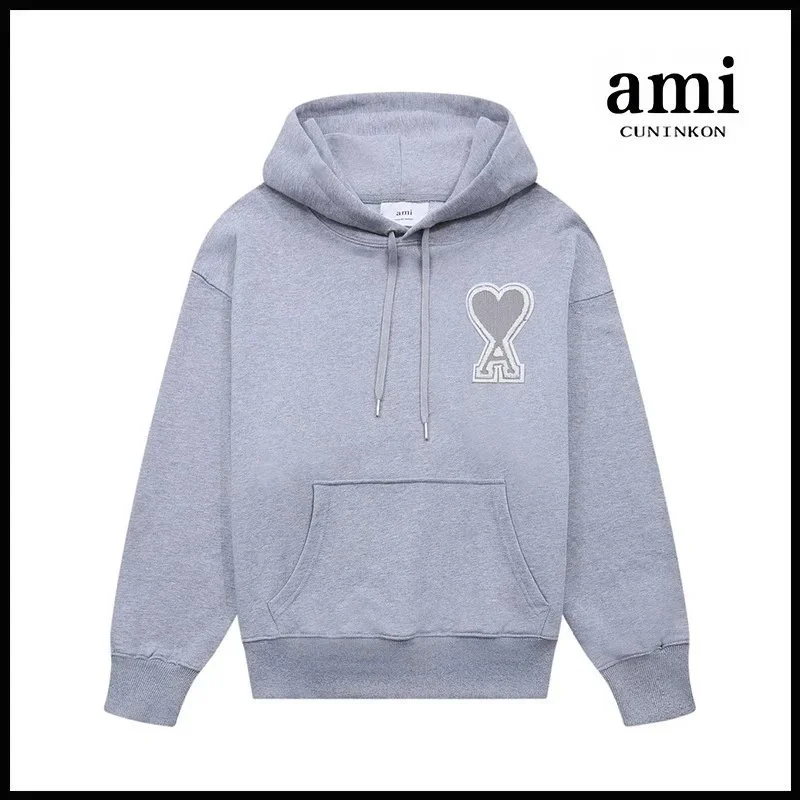 Ami Paris Ami Paris Ami de Coeur Grey Hoodie Grey - 1