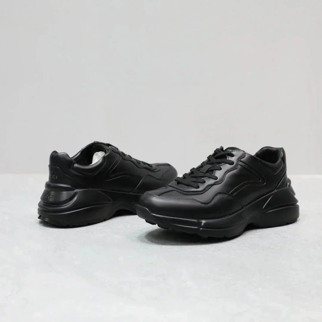 Gucci Gucci Rhyton Black Leather Sneakers Black - 1
