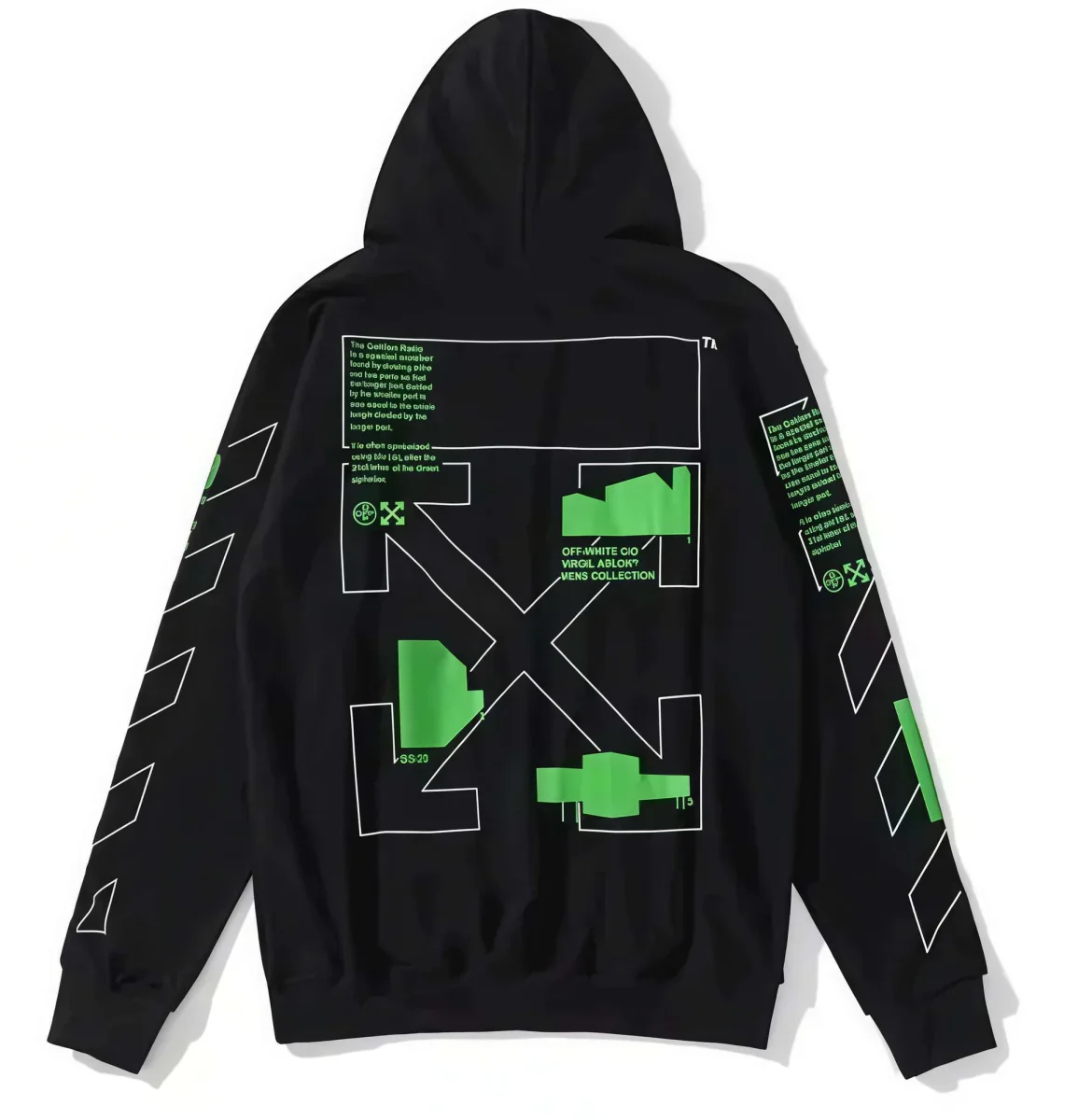 Off-White Off-White Out Of Office Black Hoodie with Green Print Black - 1