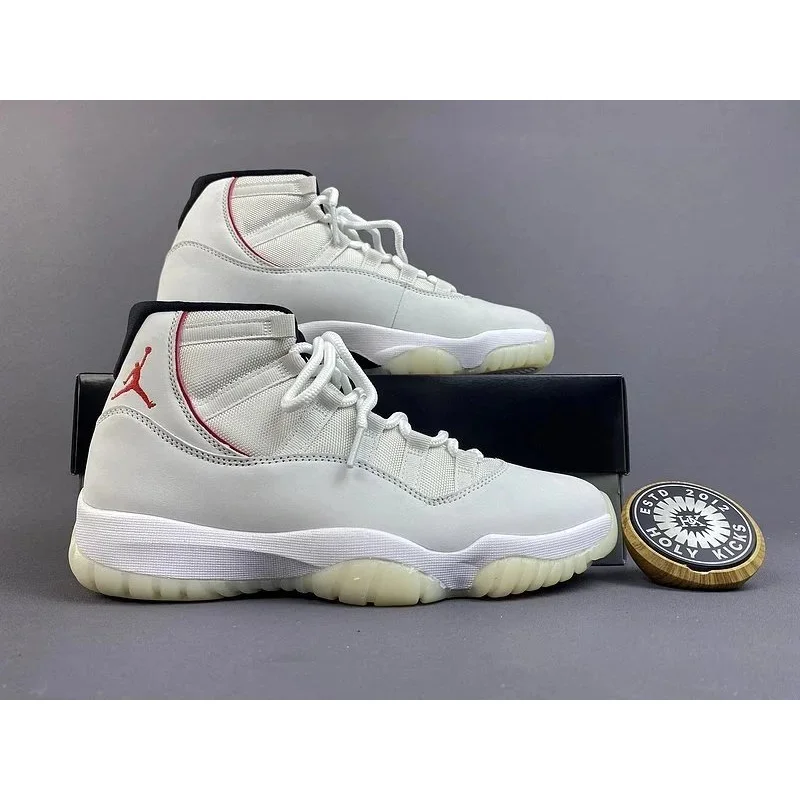 Jordan Nike Air Jordan 11 White/Red Basketball Sneakers White - 1