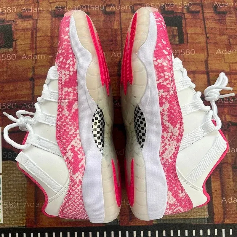 Jordan Nike Air Jordan 11 White/Pink Snake Sneakers Pink - 1