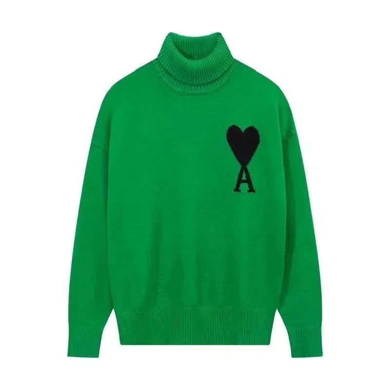 Acne Studios Acne Studios Green AMI Heart Turtleneck Sweater Green - 1