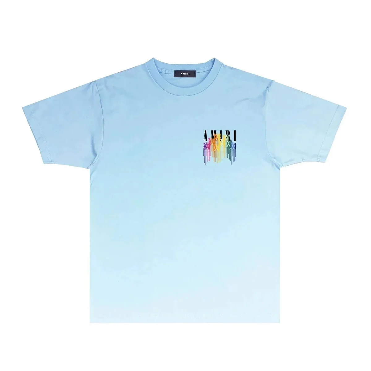 Amiri Amiri Light Blue Dripped Logo T-Shirt Blue - 1
