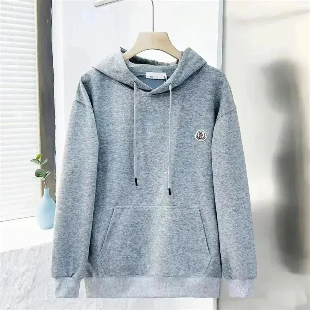 Moncler Grey Hoodie with Embroidered Logo