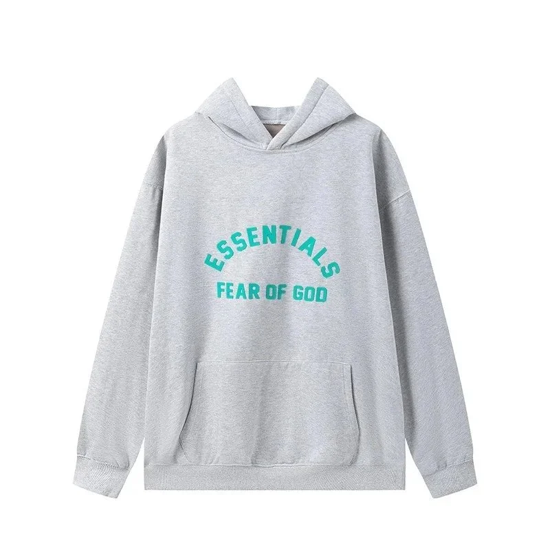 Fear of God Fear of God Essentials Grey Hoodie with Turquoise Print Grey - 1