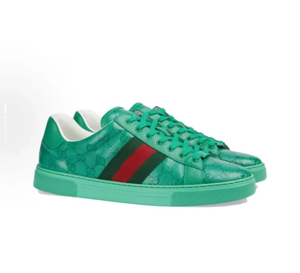 Gucci Gucci Ace Green GG Monogram Sneakers Green - 1
