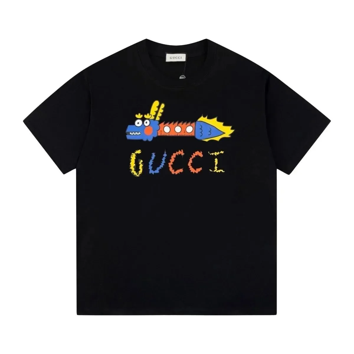 Gucci Gucci Dragon Print Black T-Shirt Black - 1