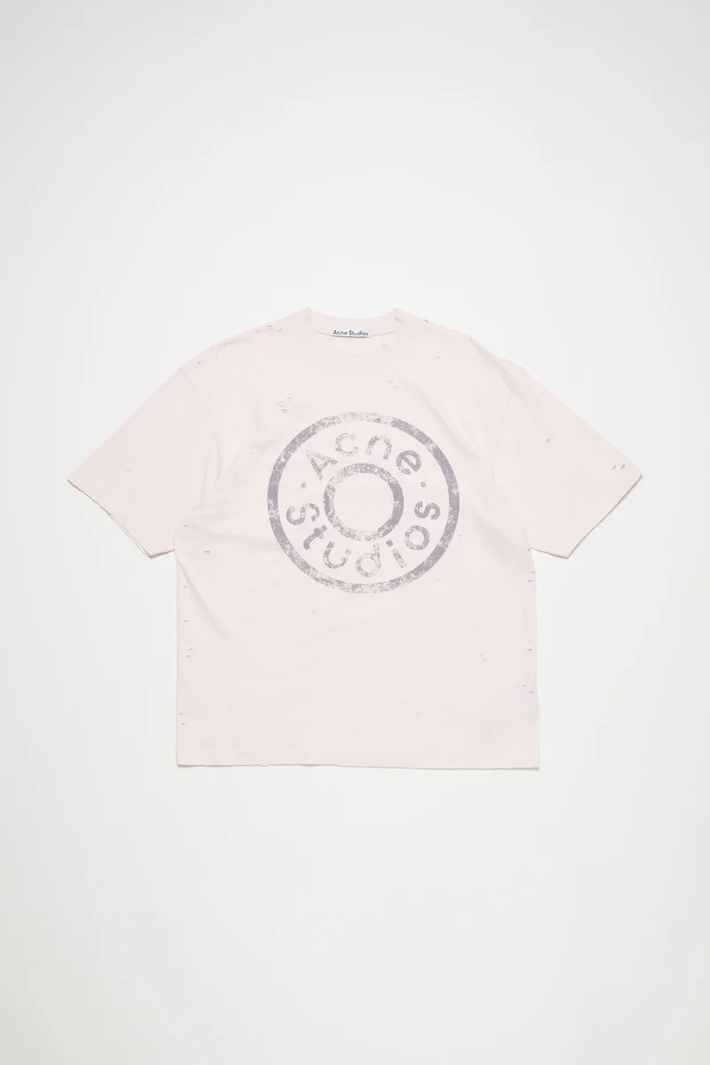 Acne Studios Acne Studios Distressed Logo T-Shirt Light Pink Pink - 1