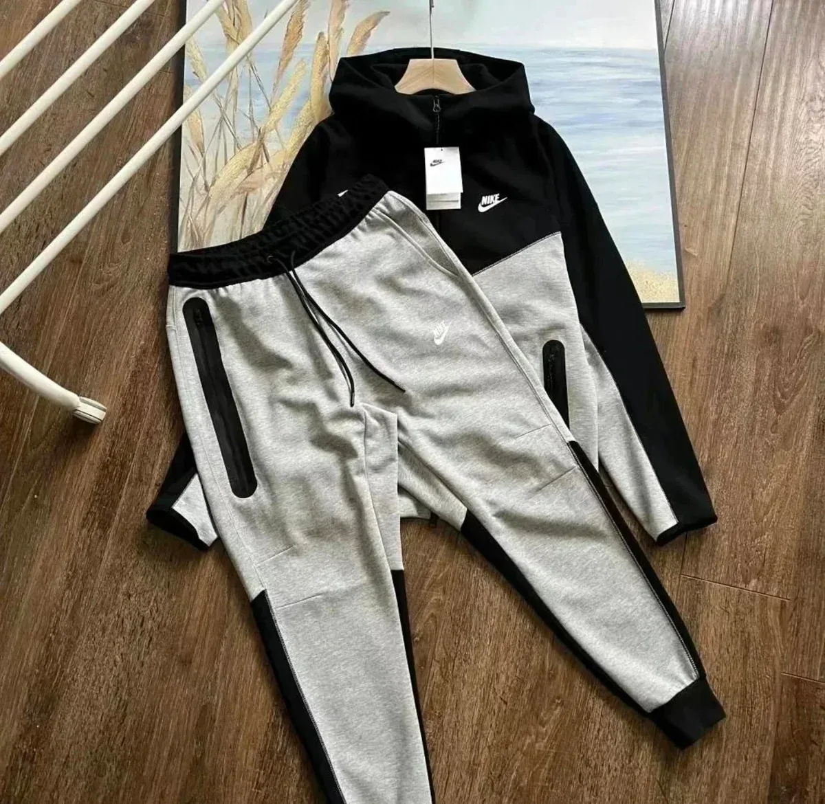 Nike Nike Tech Fleece Black & Grey Tracksuit Set Grey - 1