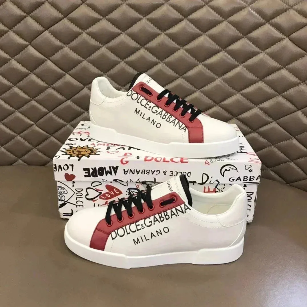 Dolce & Gabbana Dolce & Gabbana White & Red Logo Sneakers White - 1