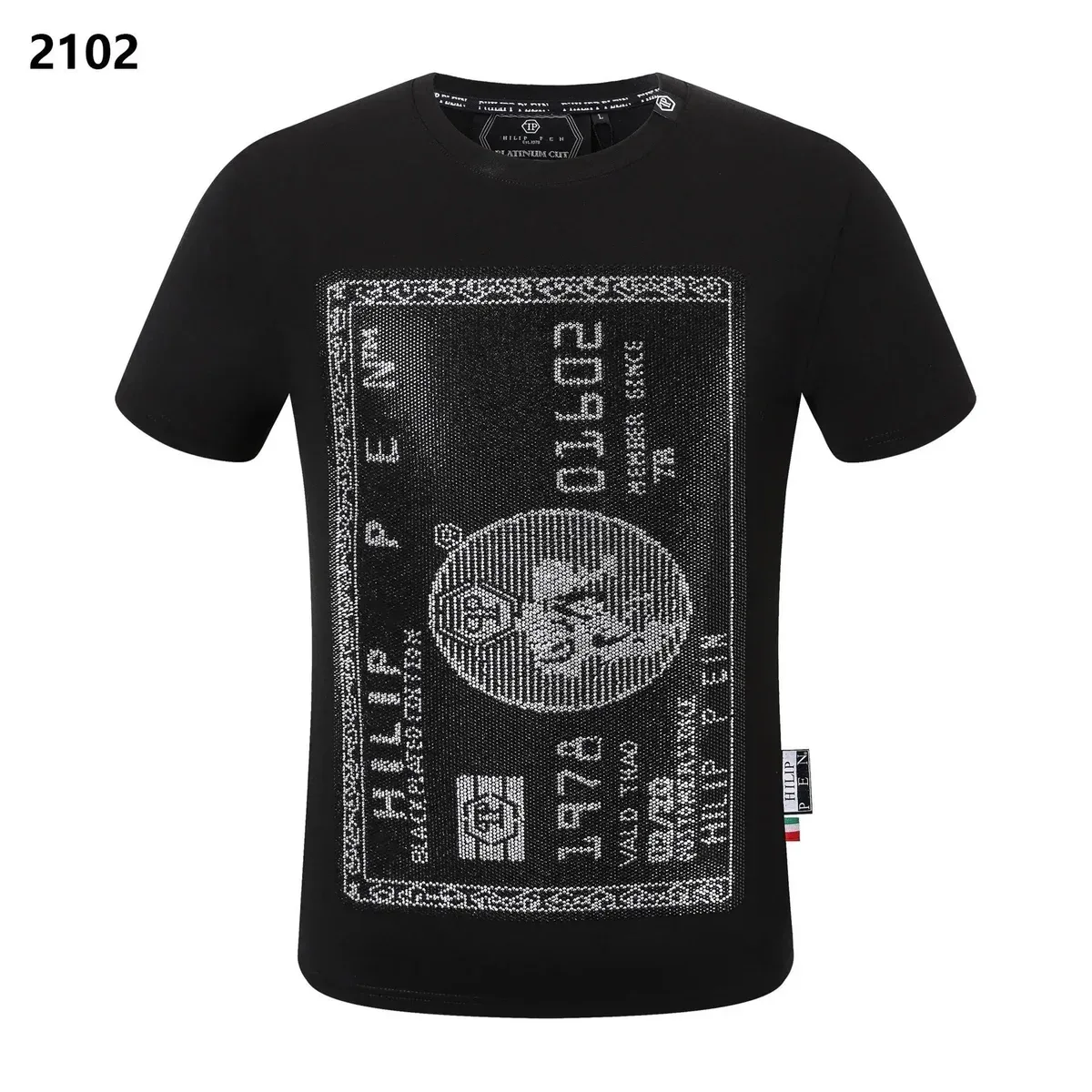 Philipp Plein Philipp Plein Black Credit Card Print T-Shirt Black - 1