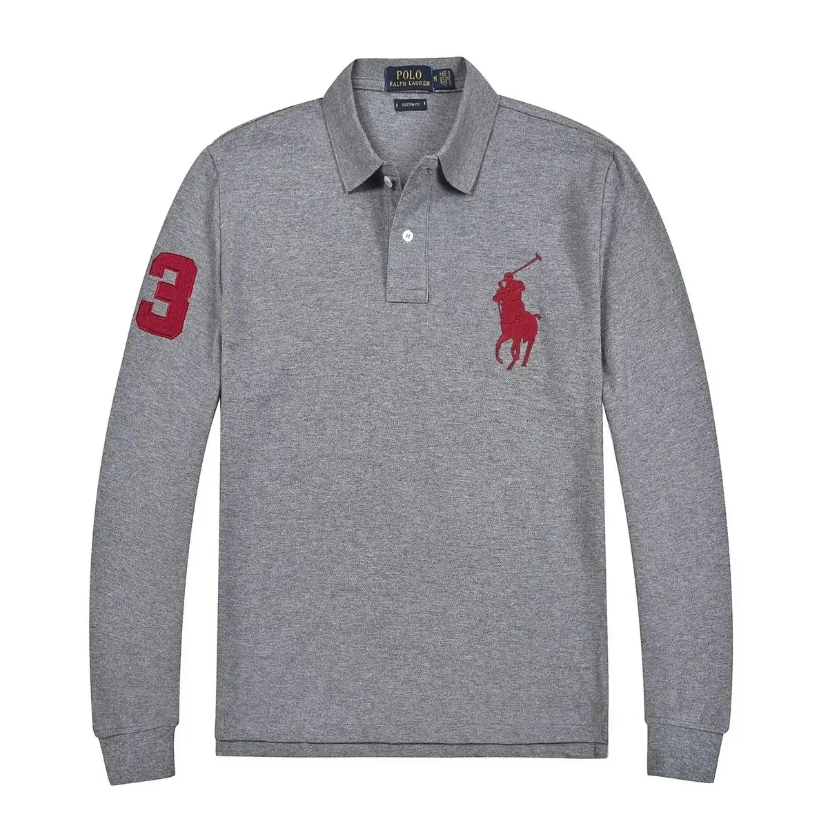 Polo Ralph Lauren Polo Ralph Lauren Grey Big Pony Long Sleeve Polo Shirt Grey - 1