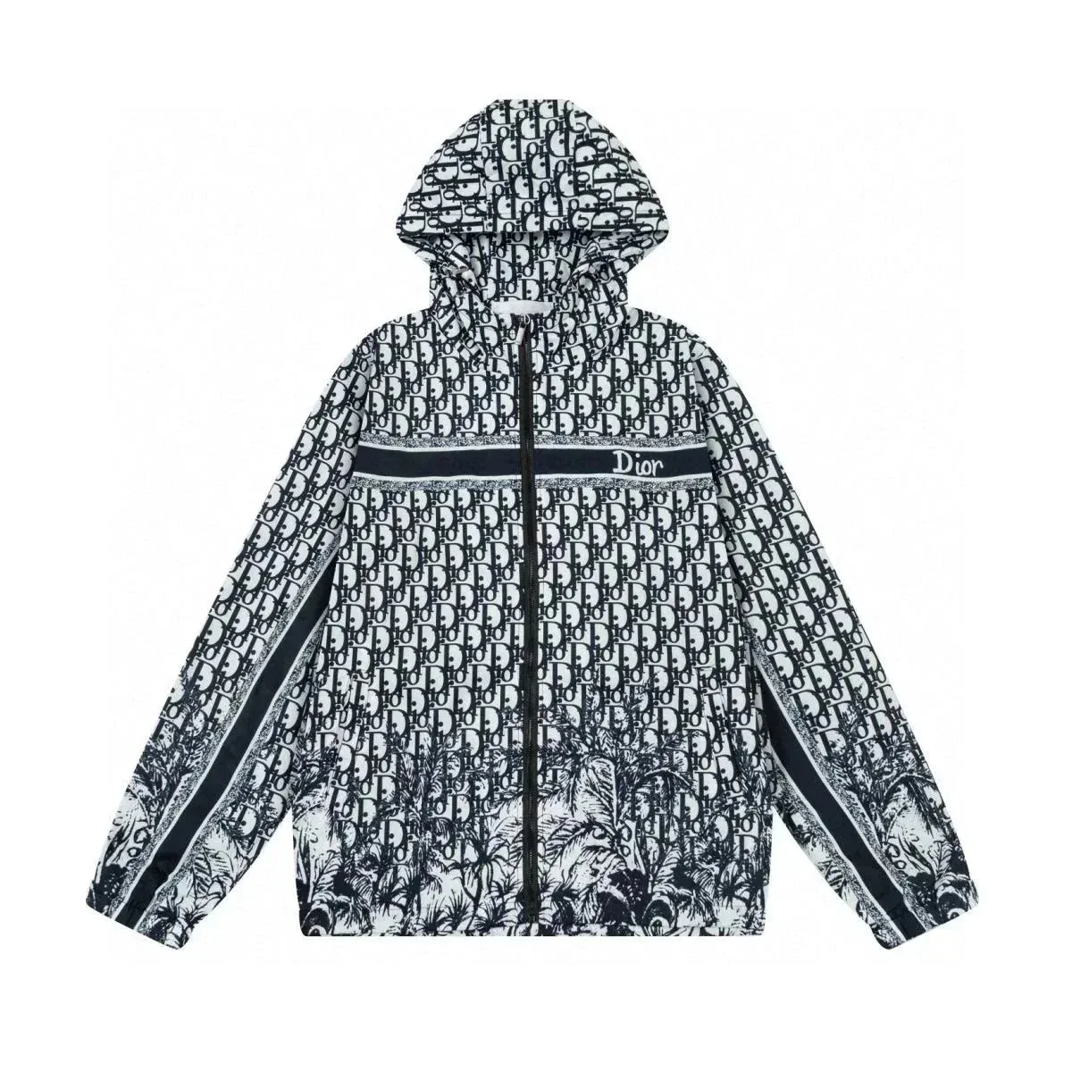 Dior Dior Oblique Tropical Print Hooded Jacket Black - 1
