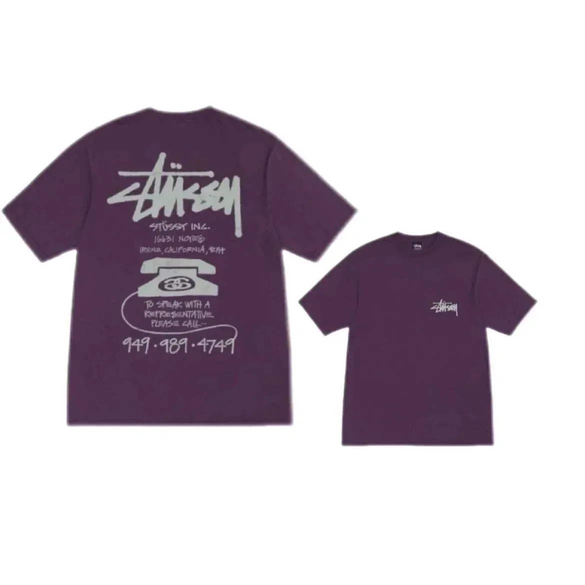 Stussy Stüssy Purple Telephone Print T-Shirt Purple - 1