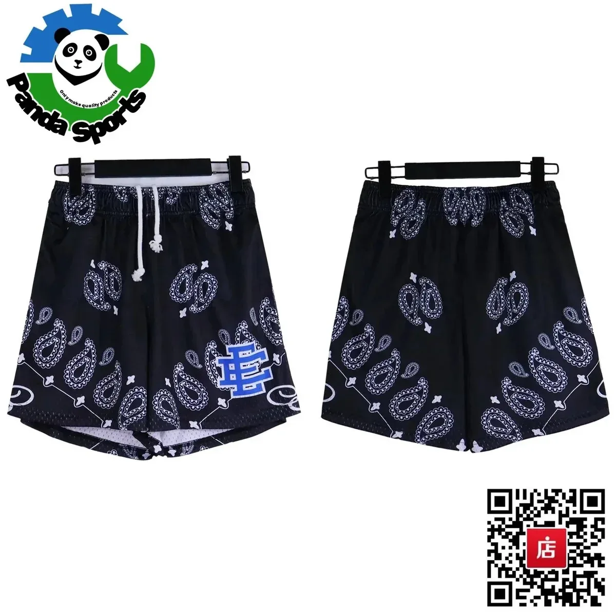 Other Panda Sports Paisley Print Shorts Black Black - 1