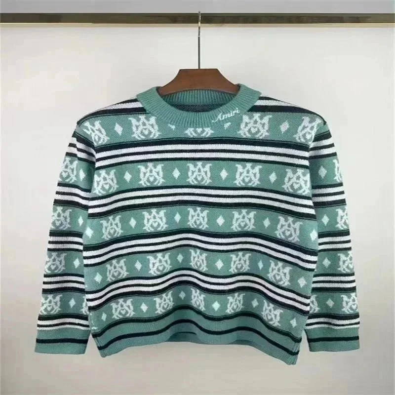 Amiri Amiri Striped Logo Sweater Green Green - 1