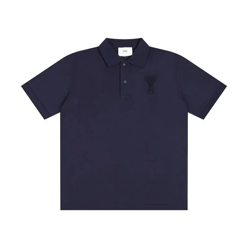 Ami Paris AMI Paris Polo Shirt Navy Solid Top Navy - 1