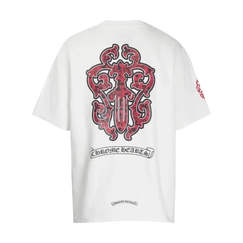 Chrome Hearts Chrome Hearts White Red Cross Print T-Shirt White - 1
