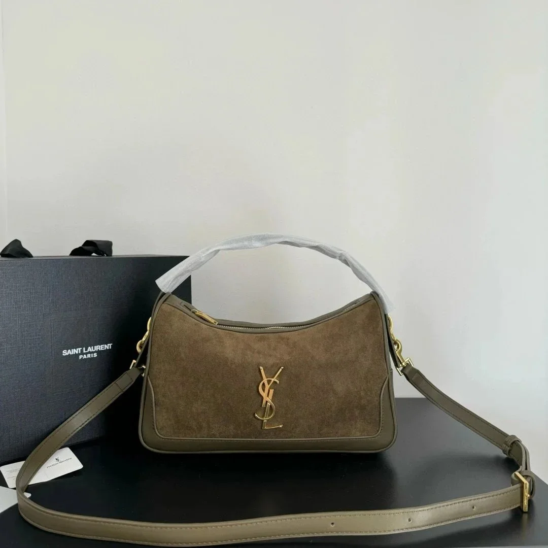 Saint Laurent Saint Laurent Kate Suede Hobo Bag Olive Brown - 1