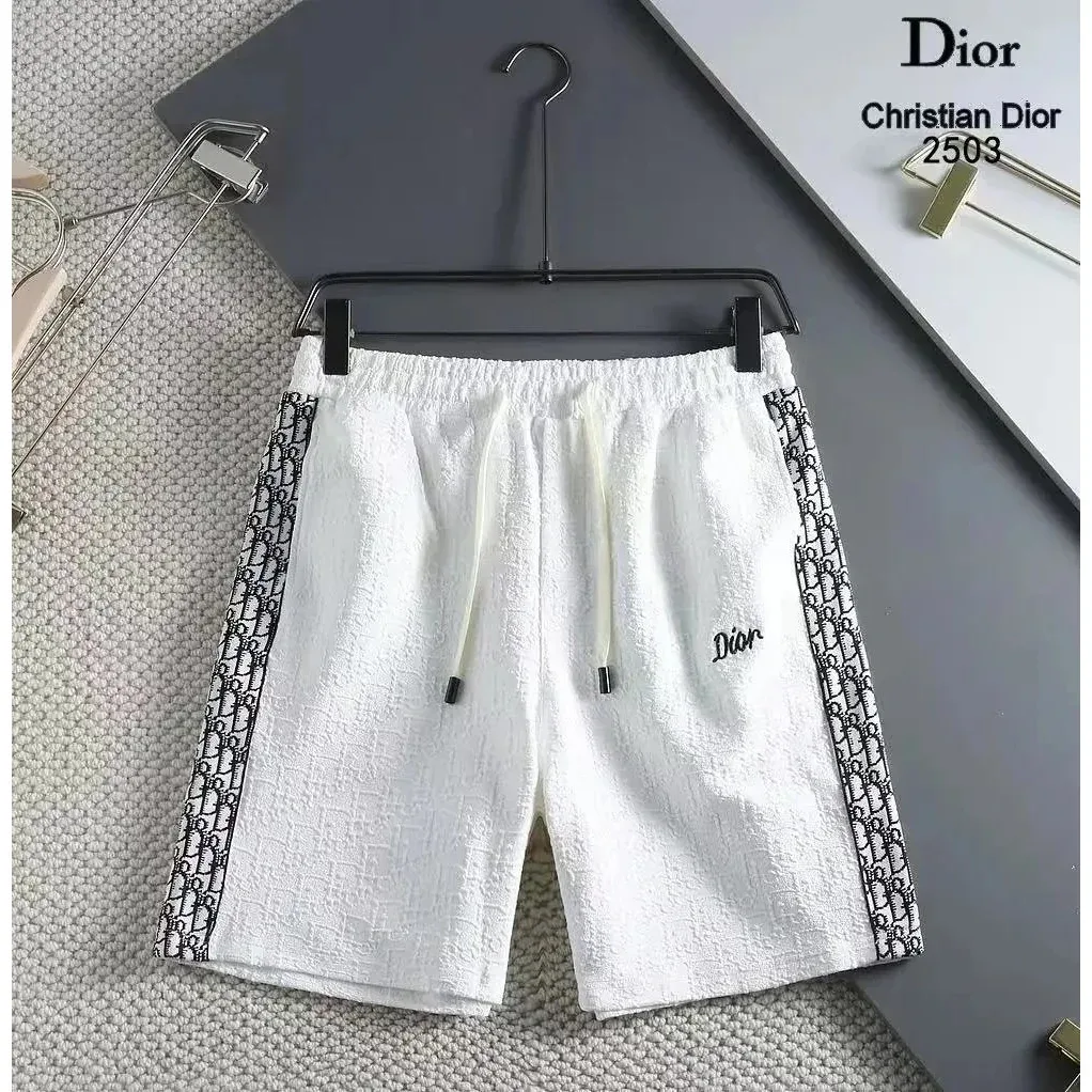 Dior Christian Dior White Oblique Logo Shorts White - 1