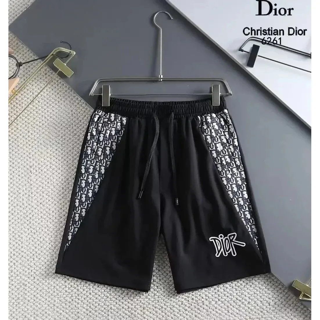 Dior Christian Dior Black & White Oblique Print Shorts Black - 1