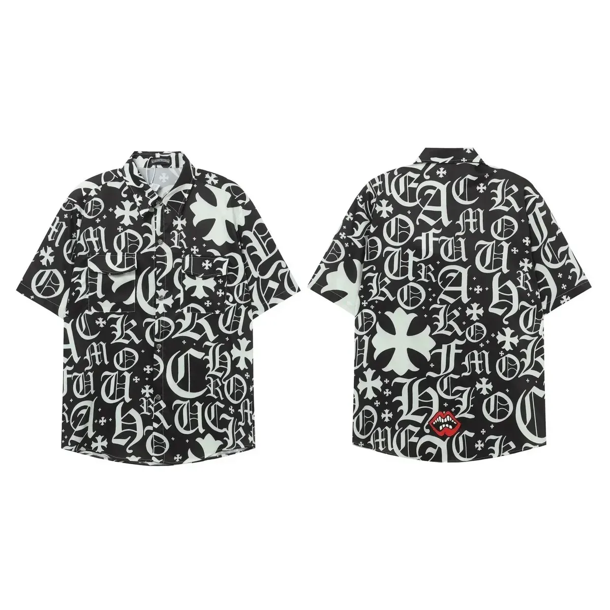 Chrome Hearts Chrome Hearts Gothic Print Short Sleeve Shirt Black Black - 1