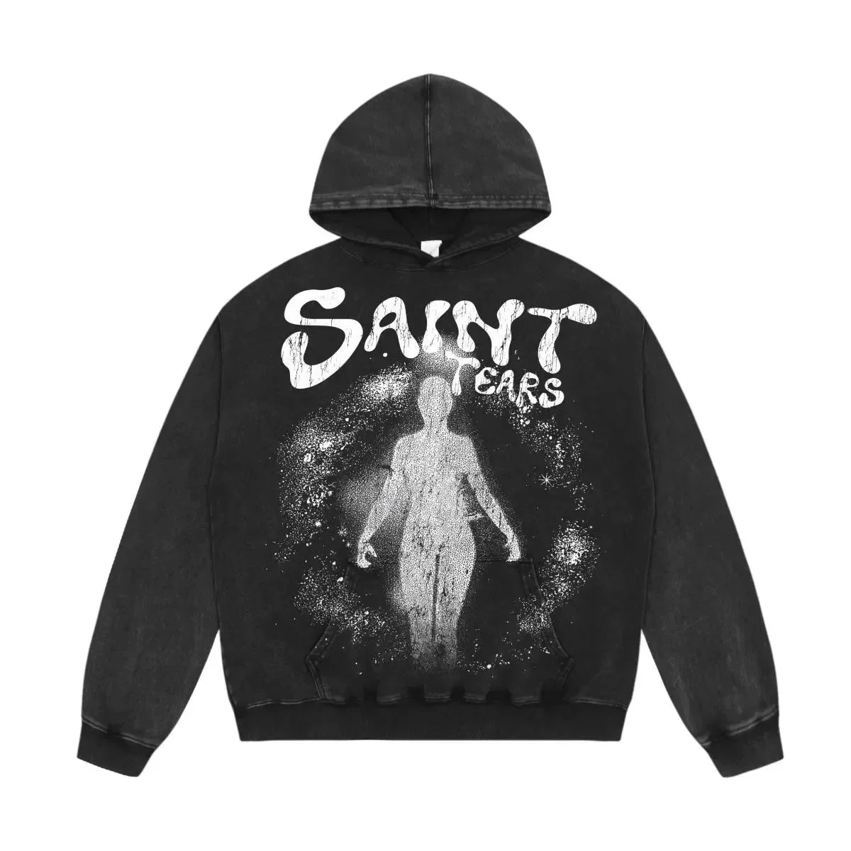 Other Saint Tears Hoodie Black Graphic Pullover Black - 1