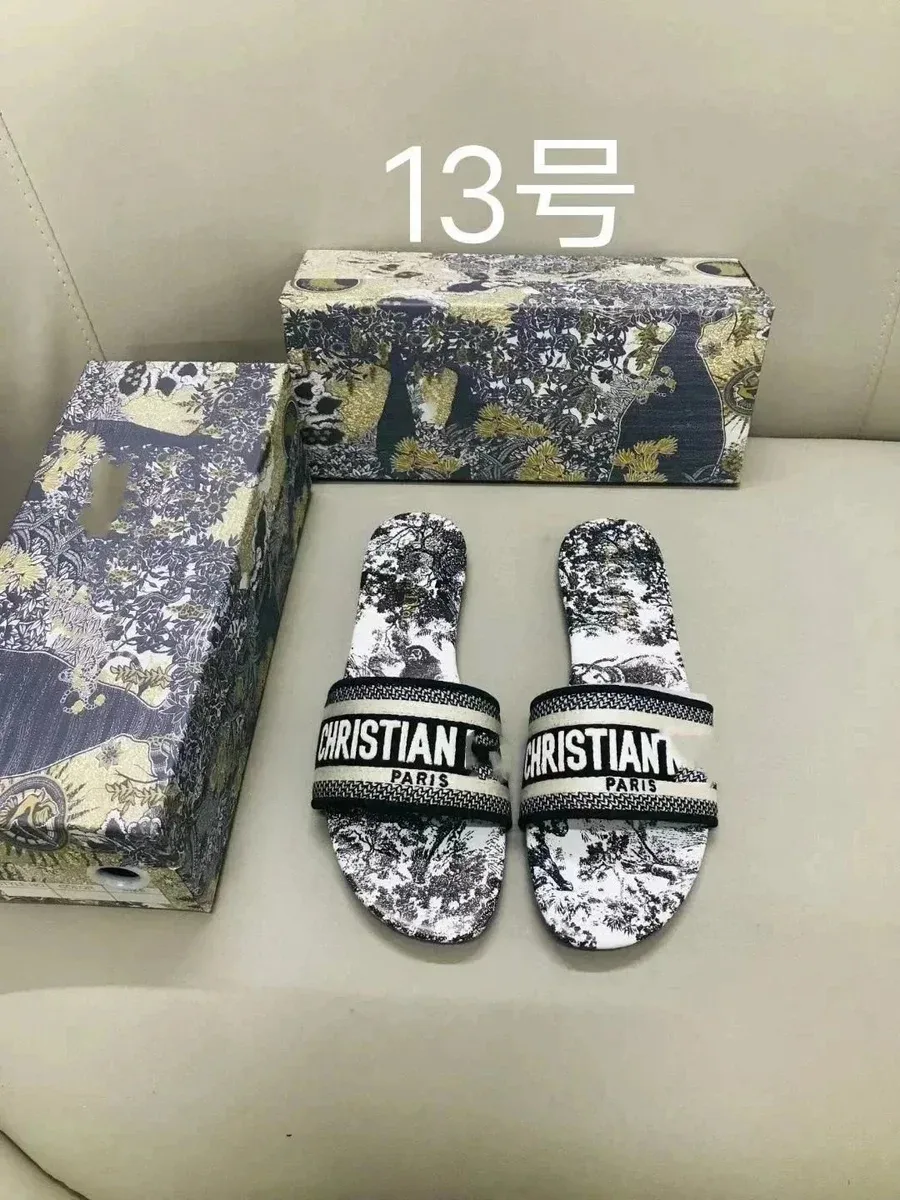 Christian Louboutin Christian Louboutin Toile Print Slides Black/White Black - 1