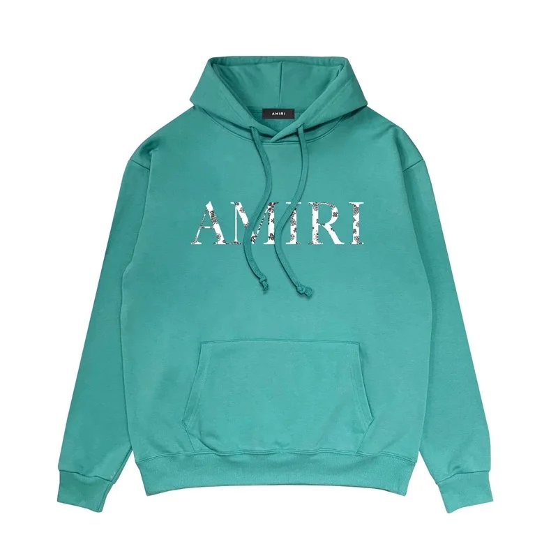 Amiri Amiri Teal Hoodie with AMIRI Logo Print Multicolor - 1