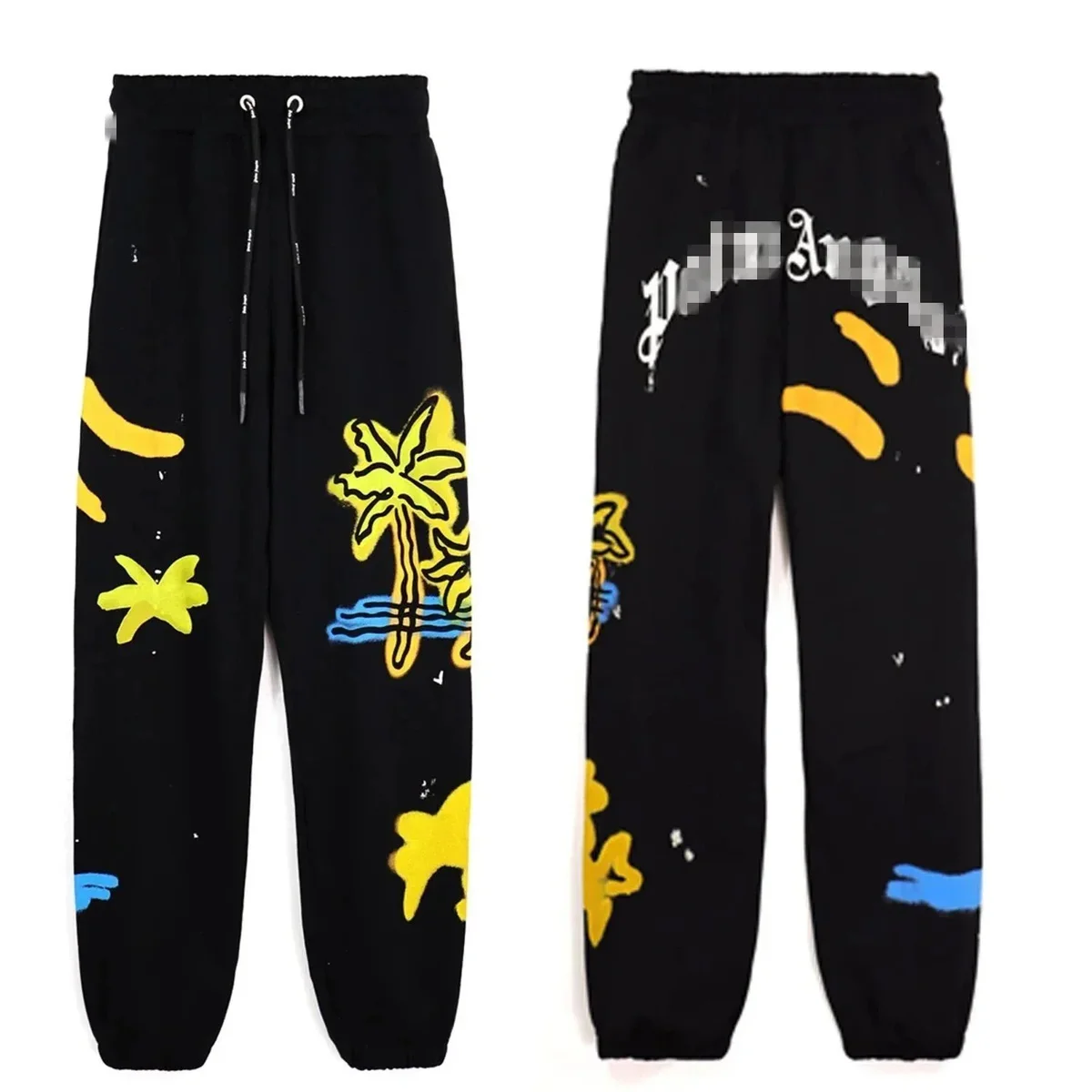 Palm Angels Black Palm Tree Print Sweatpants Black - 1