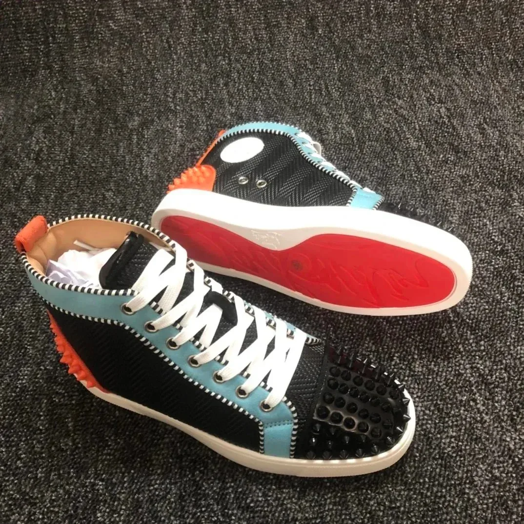 Christian Louboutin Christian Louboutin Louis Spiked High Top Sneakers Black/Blue Black - 1