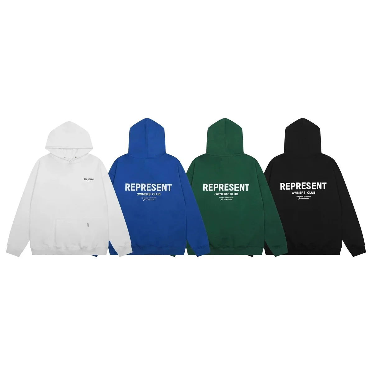 Represent Represent Owners Club Hoodie in White, Blue, Green, Black Black - 1