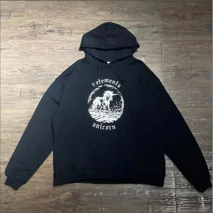 Other Unisex Black 'Retements Unicorn' Hoodie Black - 1
