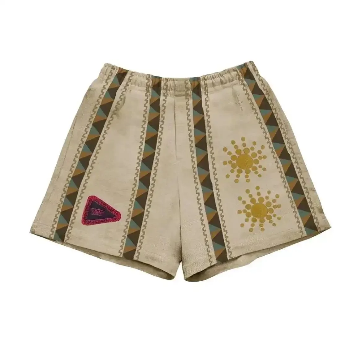 Essentials Patterned Shorts Beige Sun Print Casual Beige - 1