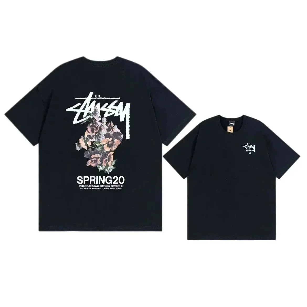 Stussy Stussy Spring 20 Floral T-Shirt Black Black - 1
