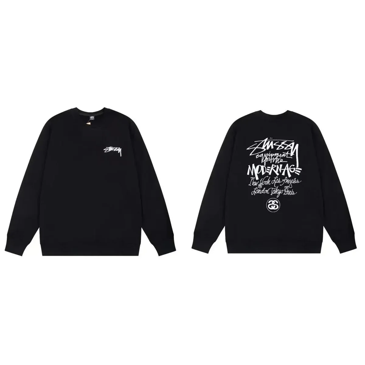 Stussy Stussy Black Modernage Crewneck Sweatshirt Black - 1